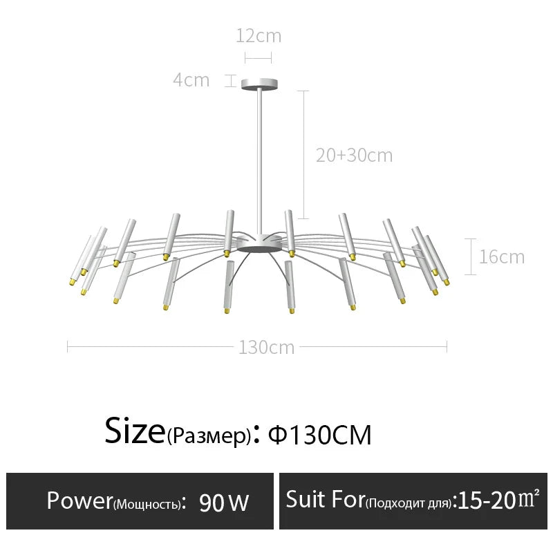 Nordic LED Ceiling Light Gold 24-Head D130cm