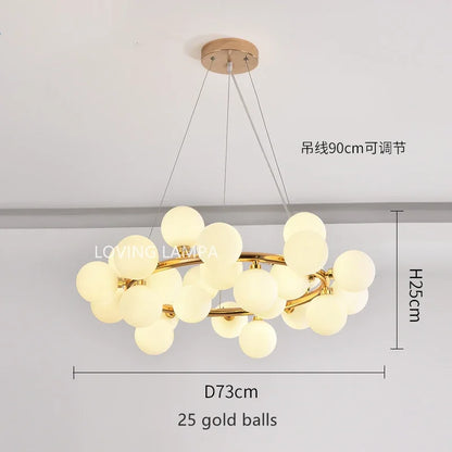 DecorBites™ Glass Ball LED Chandelier Pendant Lamp, Modern Round Design for Home Decor Lighting