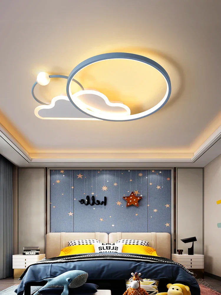 White Modern LED Chandelier Pink Nursery Design