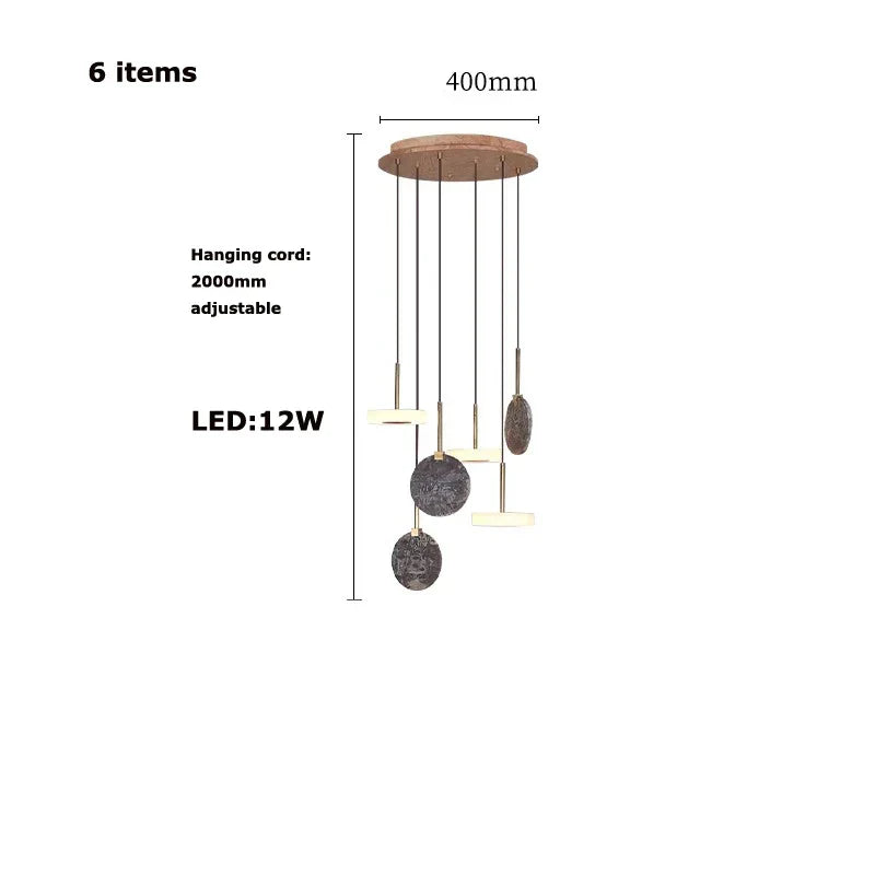 DecorBites™ Burlywood Marble LED Ceiling Chandelier for Living Room