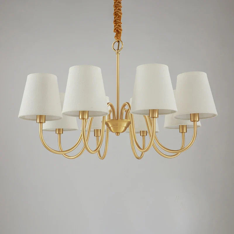 DecorBites™ Copper Ceiling Chandelier with Fabric Lampshade for Living Room and Bedroom
