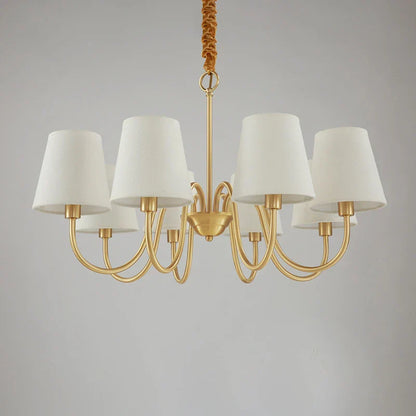 DecorBites™ Copper Ceiling Chandelier with Fabric Lampshade for Living Room and Bedroom