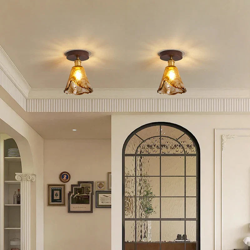 DecorBites™ Copper Wood LED Ceiling Lamp Modern Indoor Lighting Fixtures