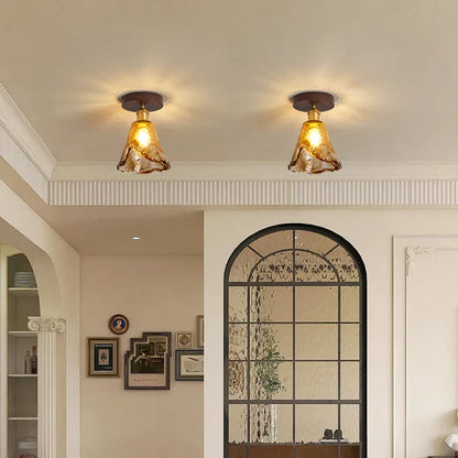 DecorBites™ Copper Wood LED Ceiling Lamp Modern Indoor Lighting Fixtures