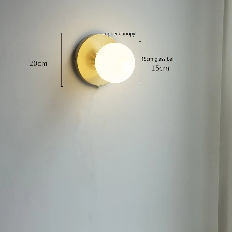 DecorBites™ Glass Ball LED Wall Lights with Pull Chain Switch for Bedroom Cafe Bathroom