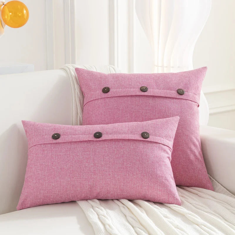 Linen Button Cushion Cover
