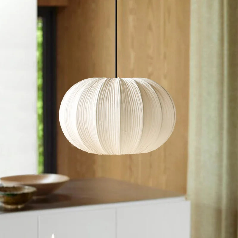 Pleated Fabric Pendant Light Wabi Sabi 3-Head