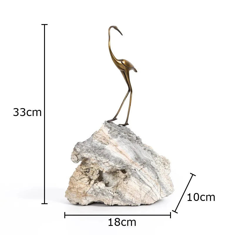 Golden Crane Desk Sculpture
