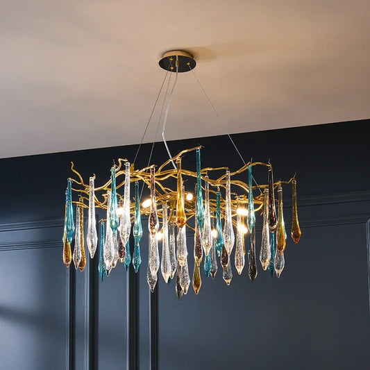 DecorBites™ Gold LED Branch Chandelier for Living Room, Bedroom, Hotel - Modern Luxury Aluminum Pendant Light