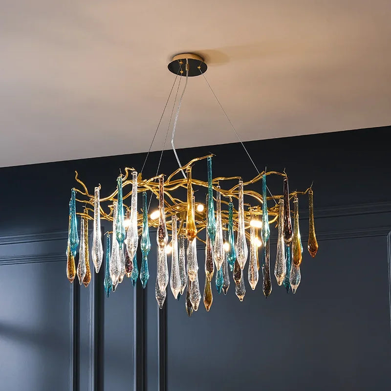 Gold LED Branch Chandelier Aluminum Dia100cm