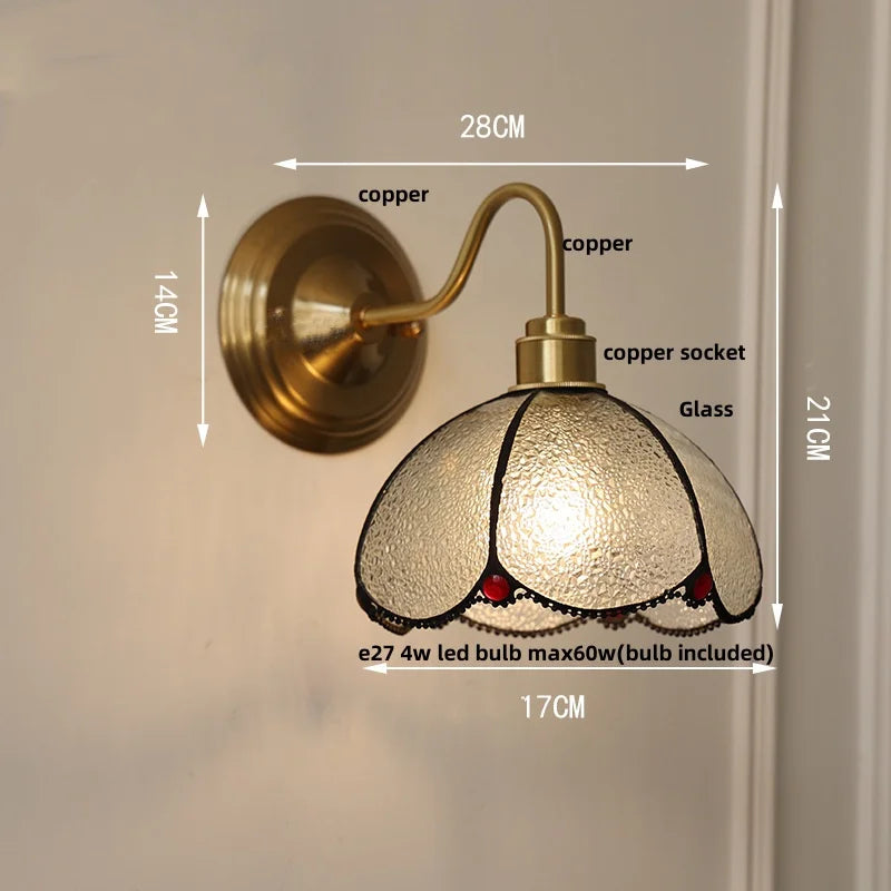 DecorBites™ Glass Brass Wall Sconce LED Light Fixture for Dining Living Room