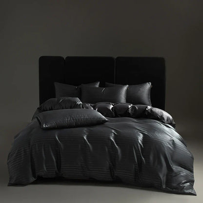 DecorBites™ Eucalyptus Fiber Dark Gray Bedding Set: Soft, Silky Duvet Cover, Bed Sheet, Pillowcases