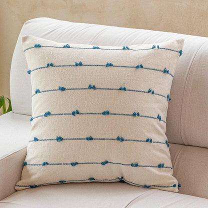 DecorBites™ Cotton Stripe Jacquard Cushion Cover Set: Blue Yellow Grey Pink Beige Black