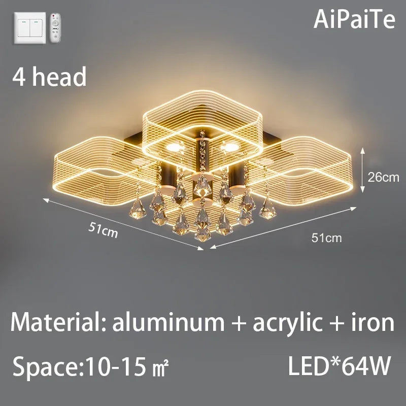 DecorBites™ Acrylic Lustre Chandelier for Living Room, Bedroom, Kitchen - Hanging Ceiling Lamps