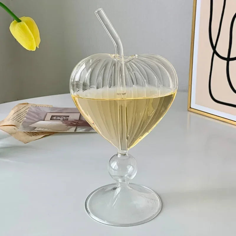 DecorBites™ Heart Love Glass Mug Set - Couple Cups, Bird & Cocktail Glass Tea Coffee Cup