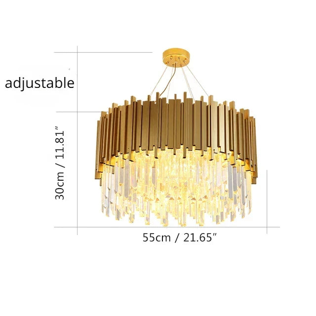 Golden Crystal LED Chandelier 72cm Hanging