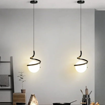 Nordic Metal Cord Pendant Light in White, Black, or Gold