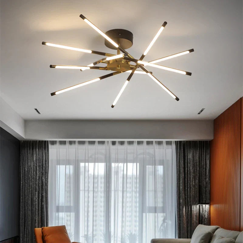 Gold LED Ceiling Chandelier 12-Head Dimmable