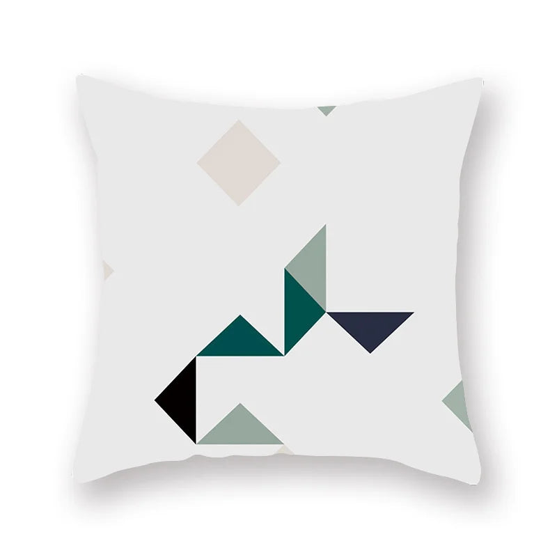 DecorBites™ Geometric Leaf Flower Pillowcase Teal Blue Sofa Car Home Decor Throw Cover