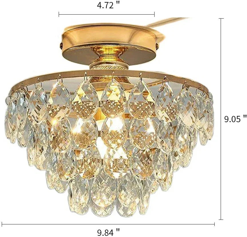 DecorBites™ Crystal LED Chandelier Ceiling Lamp for Living Dining Room Decor