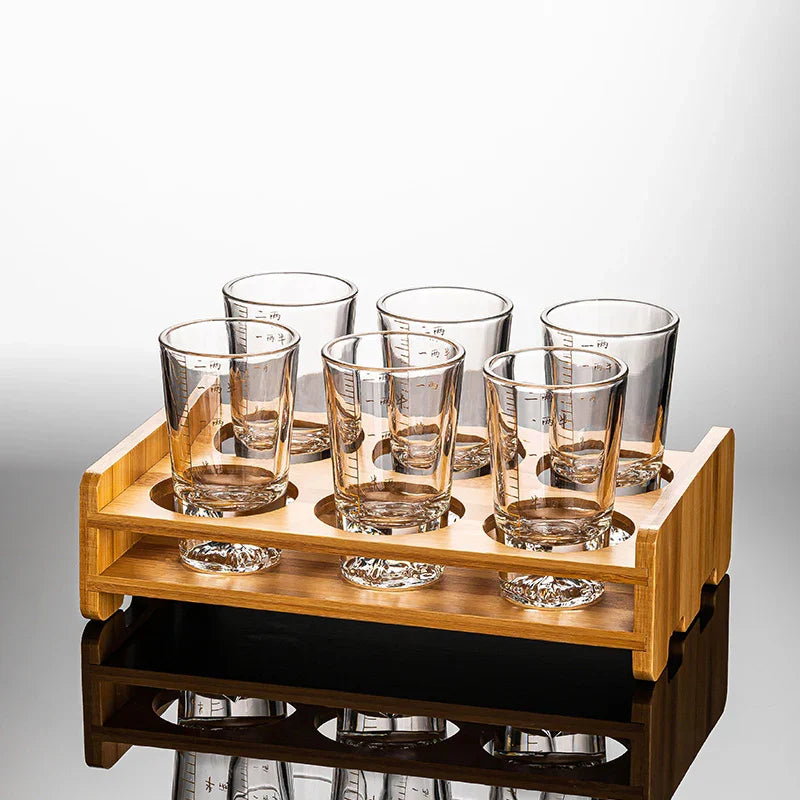 DecorBites™ Clear Glass Liquor Cup Set 2oz Chinese Spirit Drinking Glasses with Graduated Line