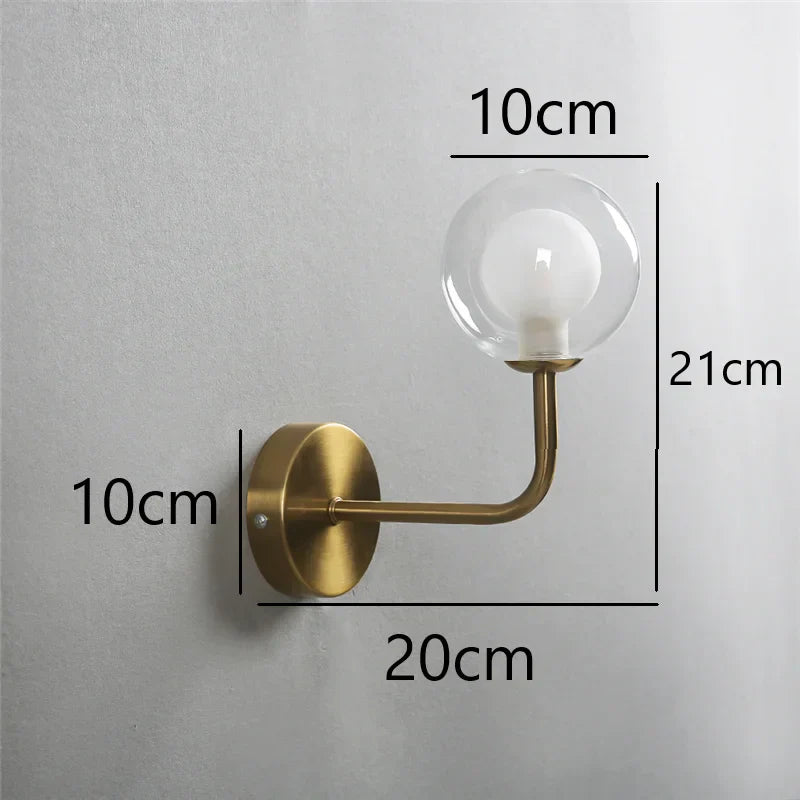 DecorBites™ Glass Ball Metal Bend Wall Lamp for Living Room Bedroom, Nordic Retro Design
