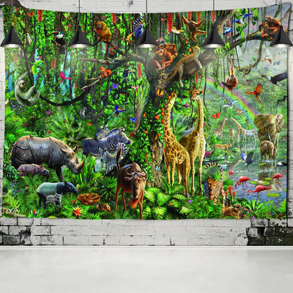 DecorBites™ Dinosaur Age Tapestry Wall Hanging Abstract Art Animal Psychedelic Mystery Tapiz