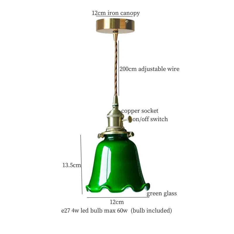 Glass LED Pendant Lamp 3-Head Canopy Cafe Style