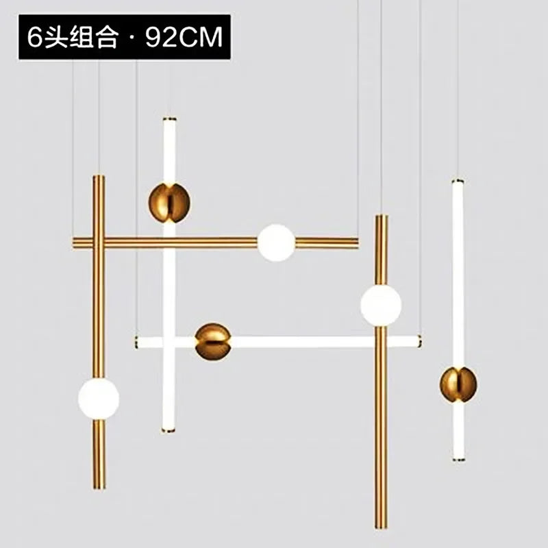 DecorBites™ Geometric Line Frame Chandelier Pendant Lights for Stairs and Table Decor