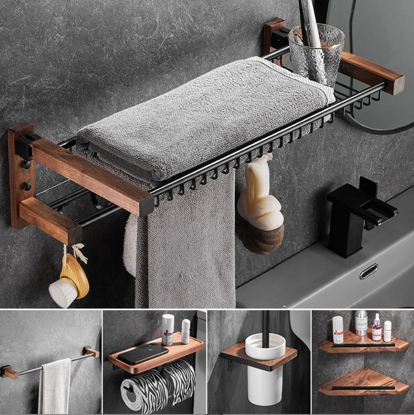 DecorBites™ Bathroom Hardware Set: Pendant Towel Bar, Towel Ring, Paper Holder, Shelf