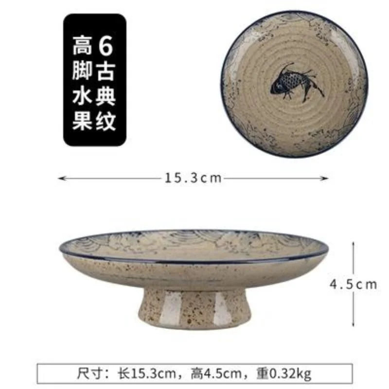 Fish Print Ceramic Plates