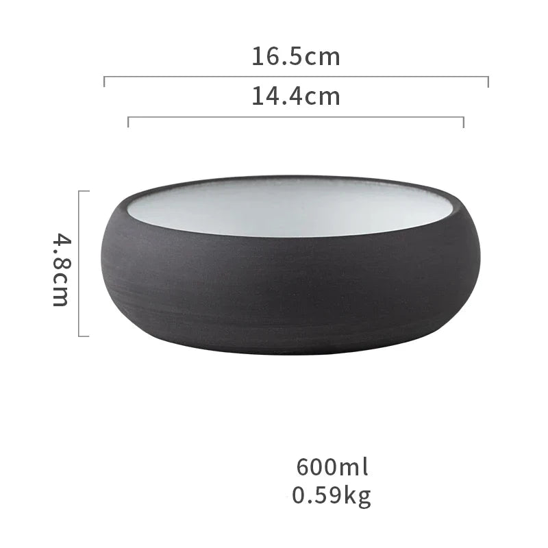 DecorBites™ Japanese Ceramic Round Bowl - Restaurant Tableware and Household Snack Fruit Dessert Bowl