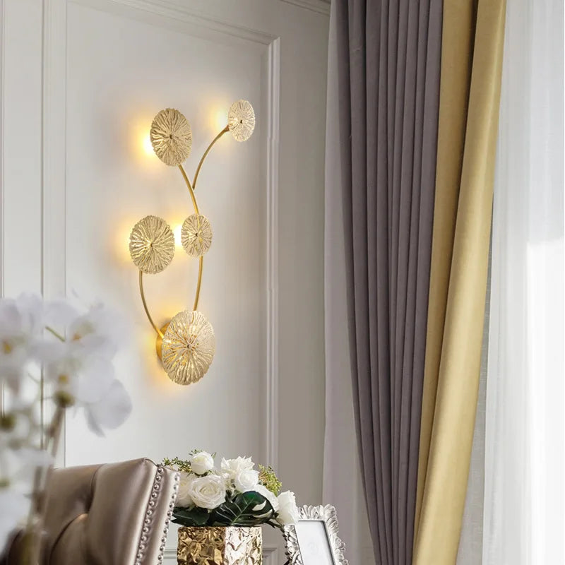 Gold Copper Floral 6-Head Dining Wall Sconce