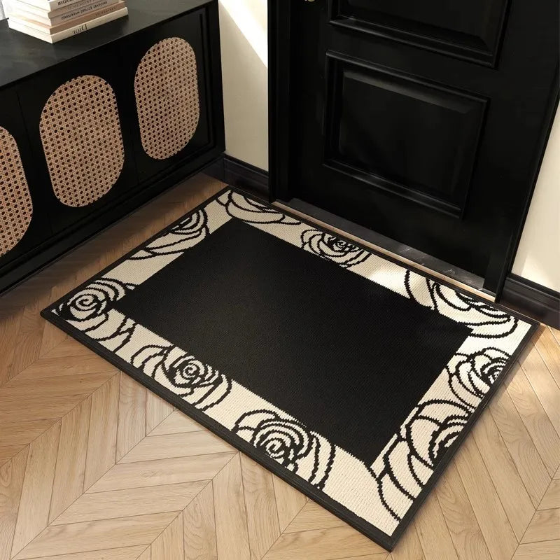 DecorBites™ Houndstooth Black Ivory Area Rug Decor Carpet Doormat Floor Mat