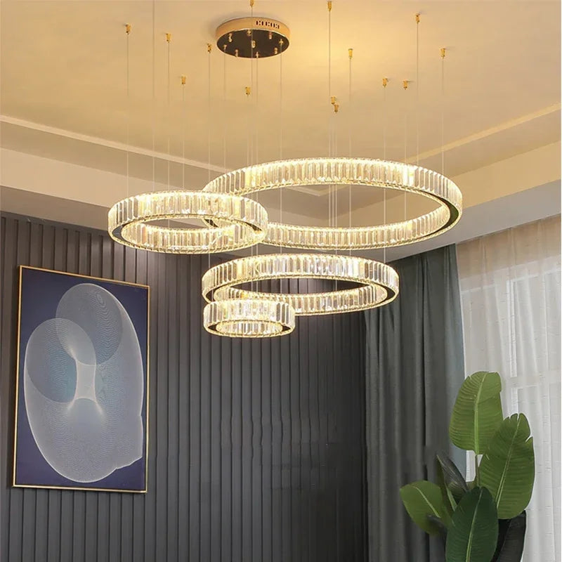Gold Crystal Halo Chandelier