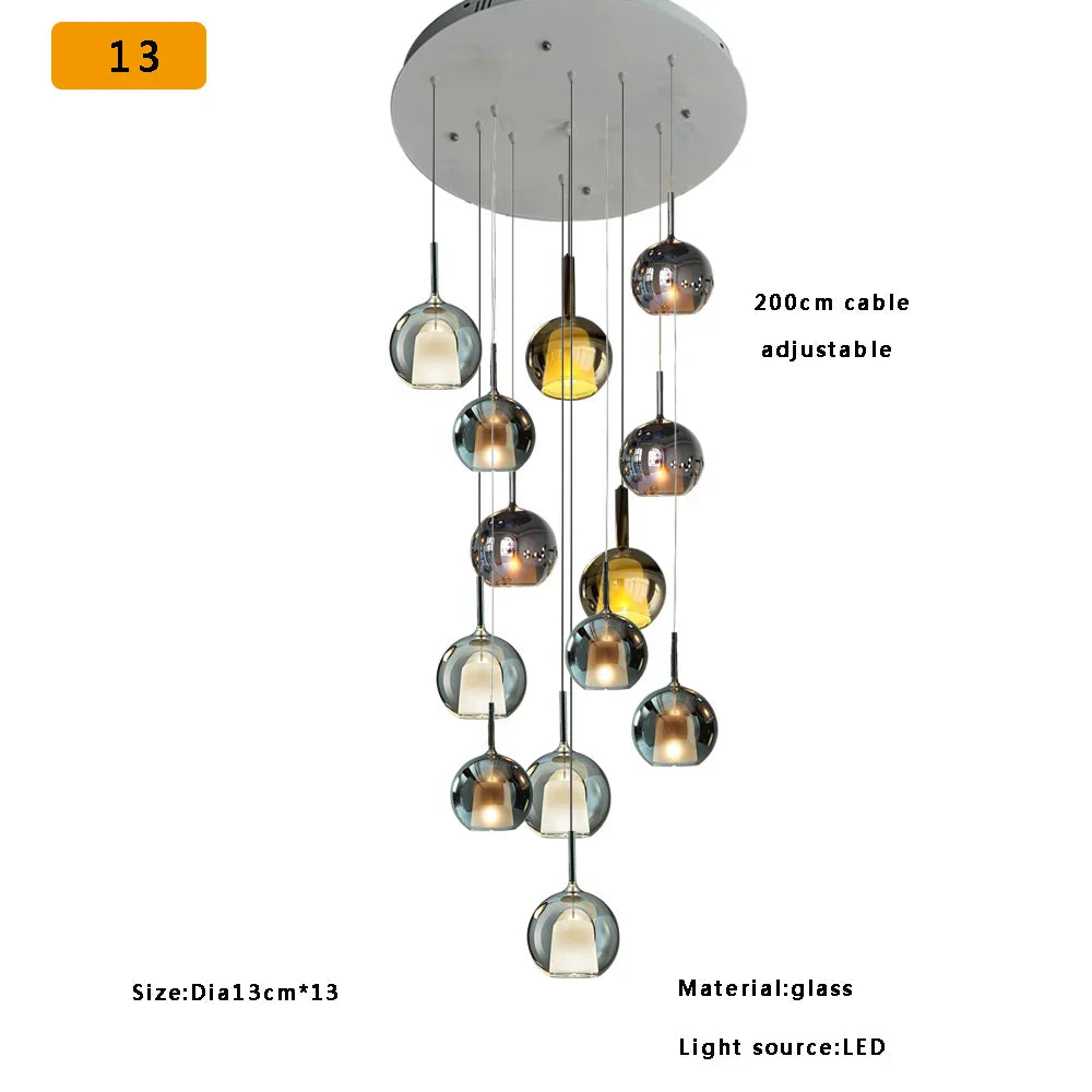 DecorBites™ Glass Ball Pendant Lights: Italian Designer Hanging Lamp for Dining Room, Kitchen Island