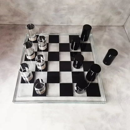 DecorBites™ Geometric Crystal Chessboard: Transparent Chess Set Home Decor & Figurines