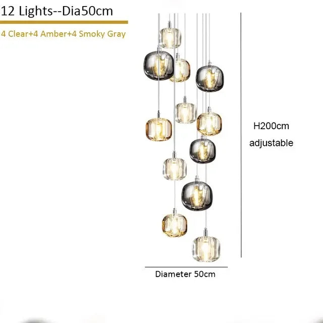 DecorBites™ Crystal Staircase Chandelier: Modern Luxury Indoor Lighting Fixture