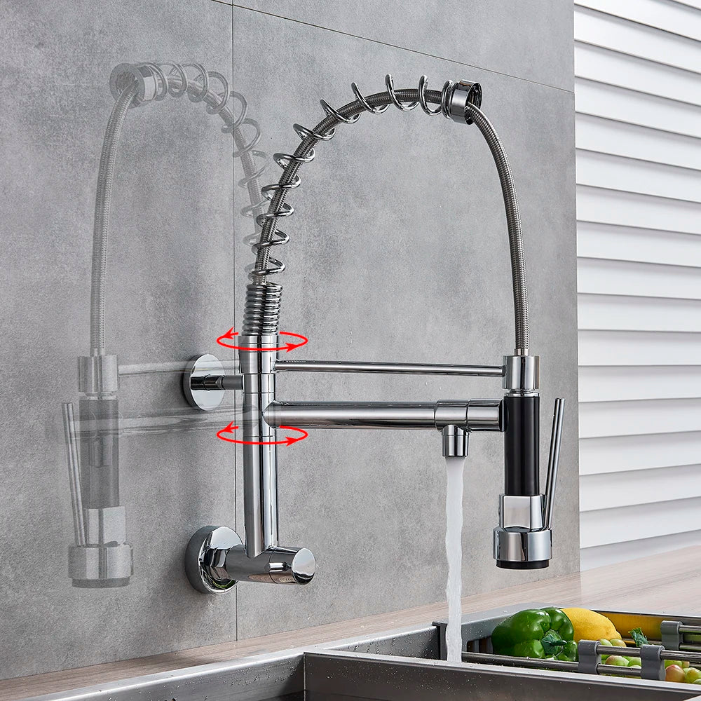 DecorBites™ Dual Spout Kitchen Faucet Swivel Wall Mount 360 Rotation Cold Water Tap