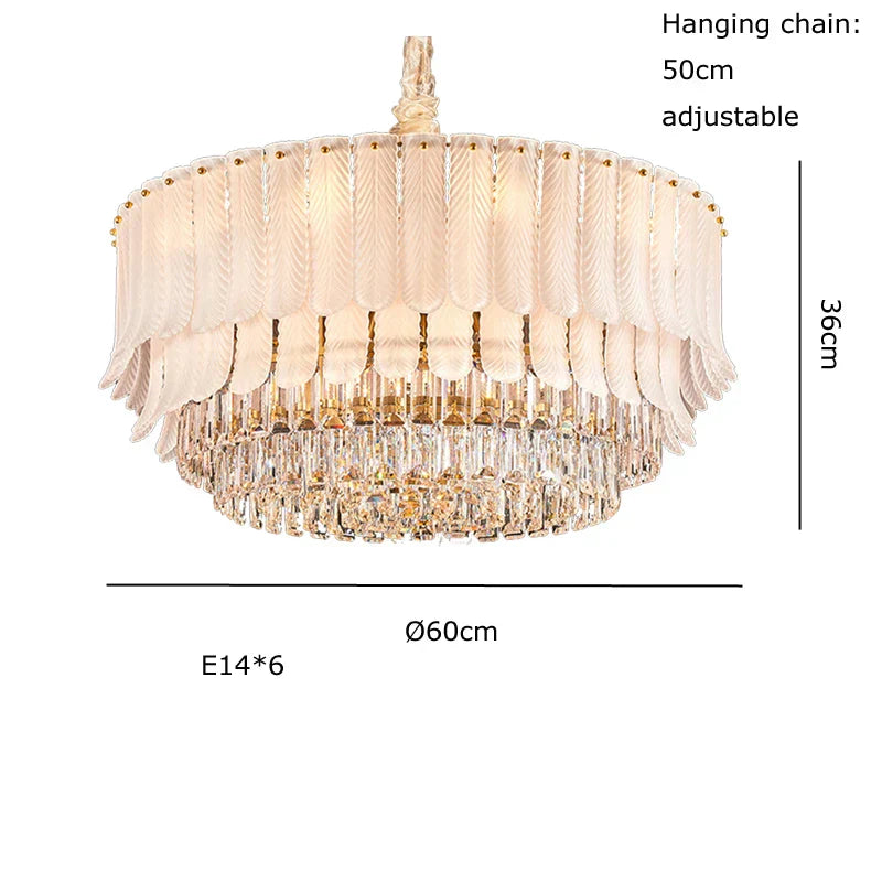 Gold Crystal Round Chandelier Polished Steel 100cm