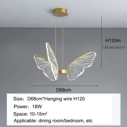 DecorBites™ LED Butterfly Ceiling Chandelier - Luxury Pendant Light for Bedroom, Living & Dining Room