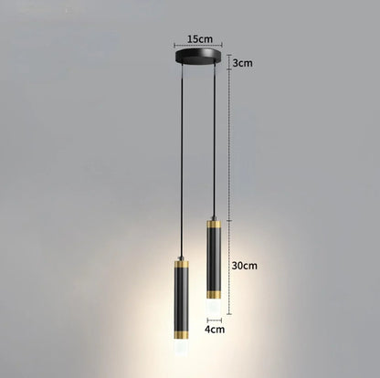 Modern Long Double Spotlight Pendant Light in Black/Gold