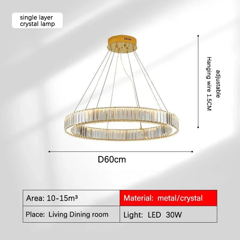 Gold Crystal Halo Chandelier