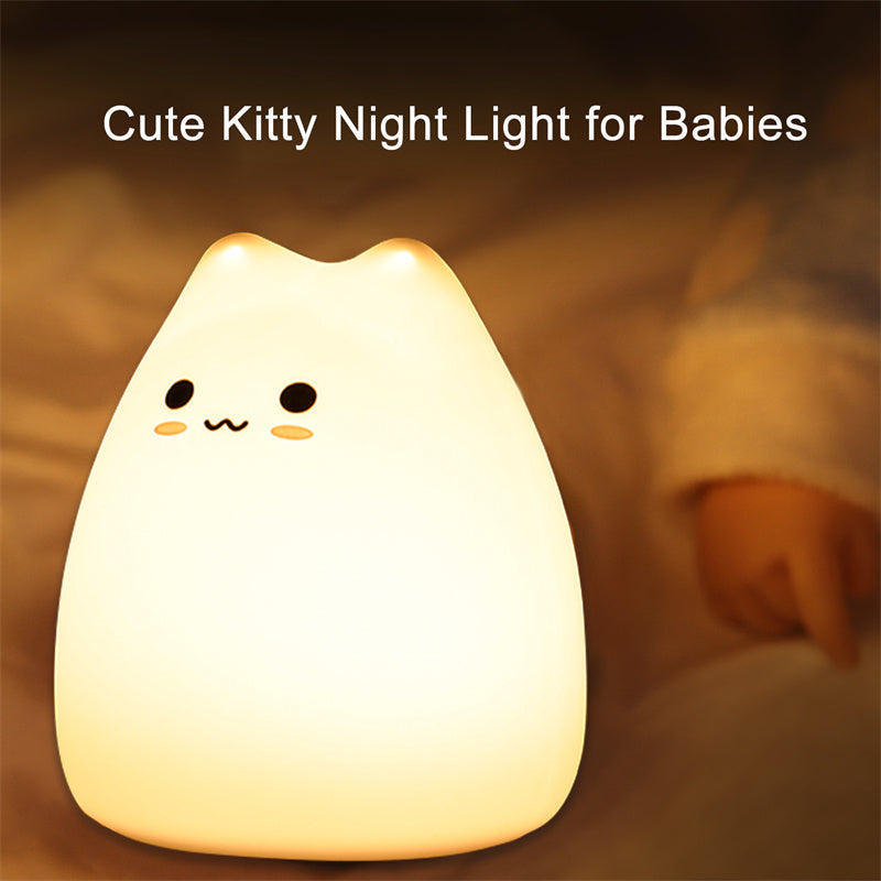 Mini Beliebte Katze Baby Nacht Lampe 7-farbe Pat Touch Farbwechsel Augenschutz Schlafzimmer Nacht Nacht Licht Geschenk Kinder 