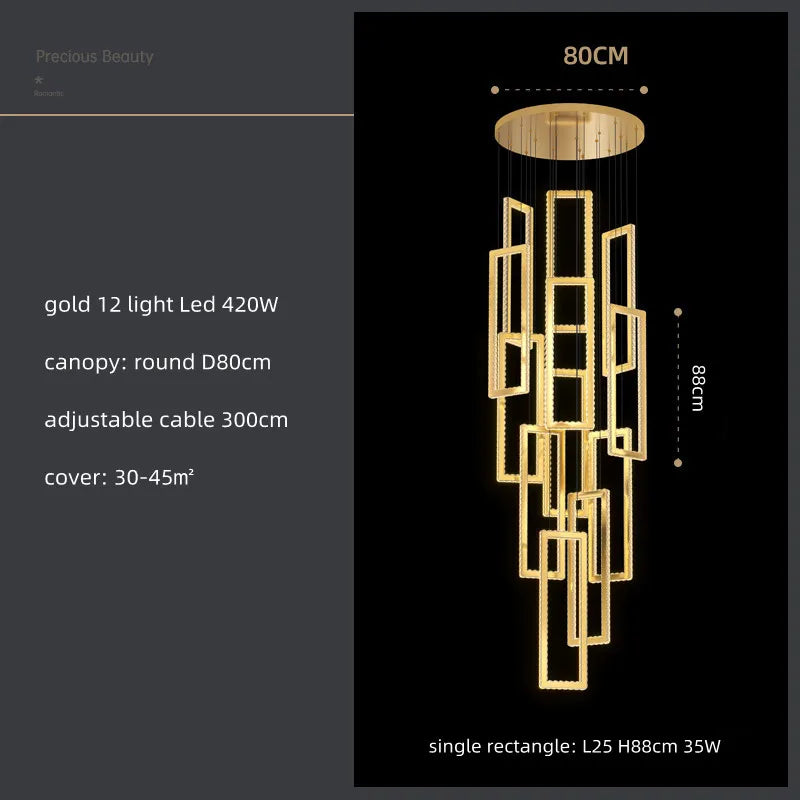 DecorBites™ Crystal LED Pendant Light Luxury Stairs Lustre Modern Lighting Fixture