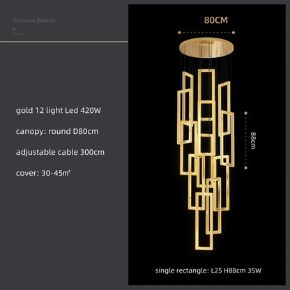 DecorBites™ Crystal LED Pendant Light Luxury Stairs Lustre Modern Lighting Fixture