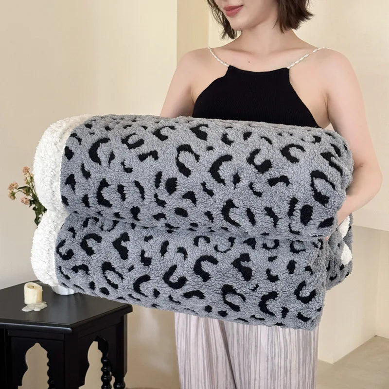 DecorBites™ Leopard Print Double Layered Wool Blanket-Irresistibly Soft & Warm