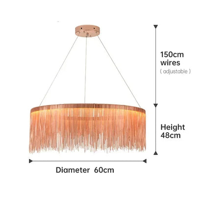 DecorBites™ LED Aluminum Tassel Chandelier: Modern Dimmable Light for Living Room, Hotel, Hall