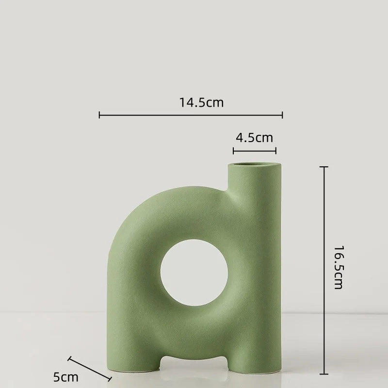 DecorBites™ Geometric Ceramic Vase: Hollowed-out Letters Flower Arrangement Home Decor