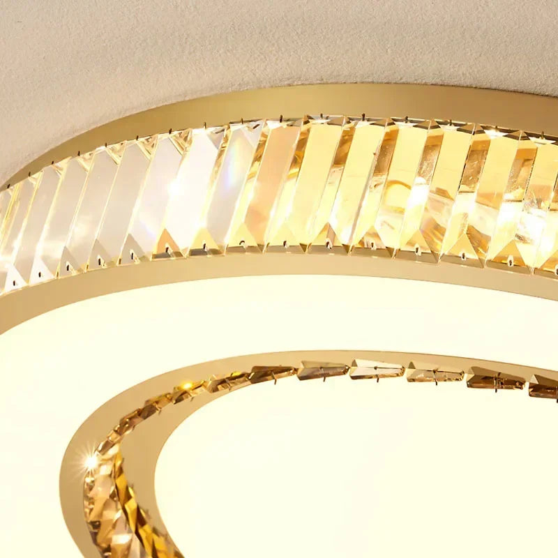 Gold Crystal LED Ceiling Chandelier 100cm Bright